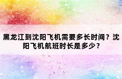 黑龙江到沈阳飞机需要多长时间？沈阳飞机航班时长是多少？