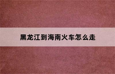 黑龙江到海南火车怎么走