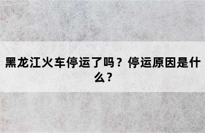 黑龙江火车停运了吗？停运原因是什么？