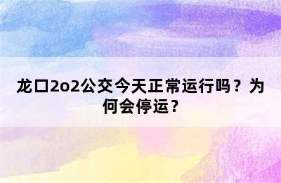 龙口2o2公交今天正常运行吗？为何会停运？