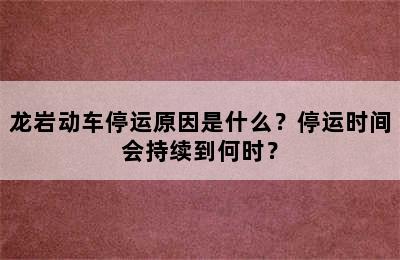 龙岩动车停运原因是什么？停运时间会持续到何时？