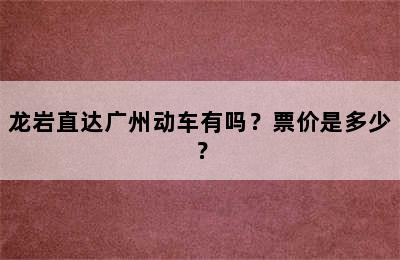 龙岩直达广州动车有吗？票价是多少？